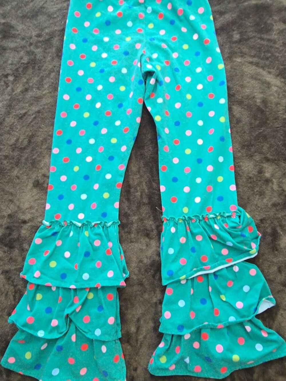 The Happy Hill Girls Christmas Hooded Dress & Ruffle Pants Set - Stockings, Sz 1 - Picture 4 of 5